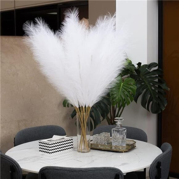 Pampas Grass Decor Tall, 43"/110cm Faux Pampas Grass 6 Stems Large Pompass Grass - Picture 6 of 7